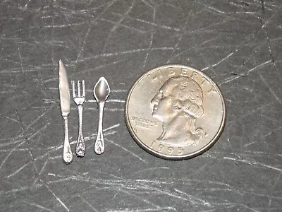 Dollhouse Miniature Silverware Set Fork Spoon & Knife 1:12 One Inch Scale Z030 • $6.99