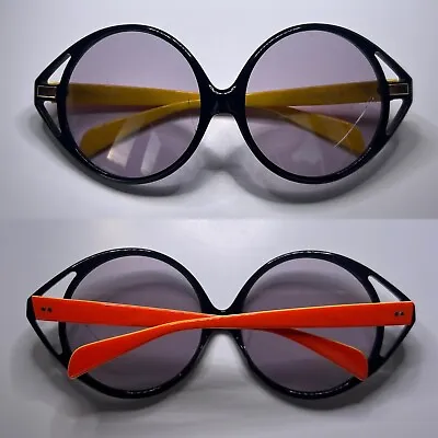 Vintage B&L RayBan Wynne Oversized Round Women’s Sunglasses Black Orange Yellow • $64.99