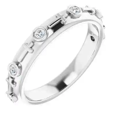 $1012.31 • Buy Diamond Bezel-Set Cross Ring In 14K White Gold (1/8 CTW)