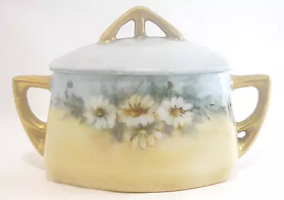 Vintage C.T. Altwasser Silesia Germany Sugar Bowl And Lid Blue Yellow Daisies • $24.99