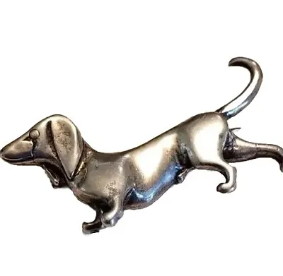 VINTAGE JEZLAINE DACHSHUND DOG BROOCH PIN STERLING SILVER 925 Weight 6 Grams • £28.87