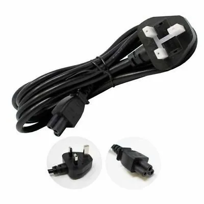 Clover Leaf Cable To UK 3 Pin Mains Power Lead Black 1.8M C5 • £3.99