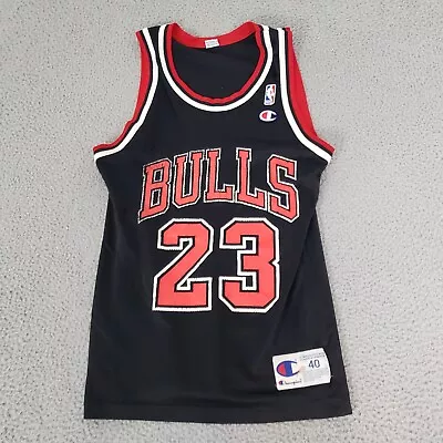 VINTAGE Chicago Bulls Jersey Mens Small Black 23 Michael Jordan Champion Sz 40 • $40