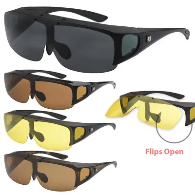 Barricade Large Oversize Mens Polarized Flip Up Fitover Wear Over Sunglasses XL • $10.99