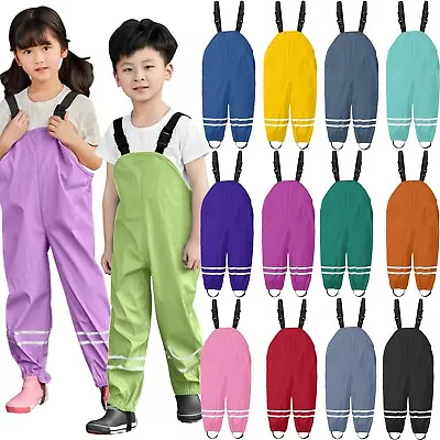 £10.88 • Buy Toddler Kids Boys Girls Rain Dungarees Waterproof Windproof Trousers Jumpsuit