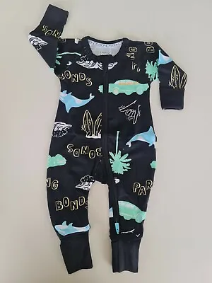 Bonds Baby Long Sleeve Zip Zippy Wondersuit Romper Sizes 000 00 0 1 Black Surf • $12.99