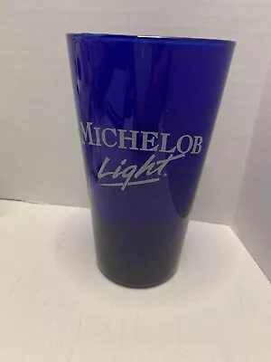 Vintage Pint Glass COBALT BLUE MICHELOB LIGHT Beer Glass 16 Oz. • $17.99