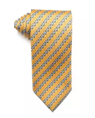 Dunhill London New $215 Yellow Blue Bunny Print 100% Silk Tie 3.2” Made In Italy • $41.21