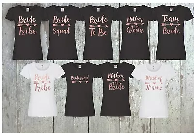 Hen Do T Shirts Hen Party Bridesmaid Bride Squad Personalised ROSE GOLD Printed • $12.43