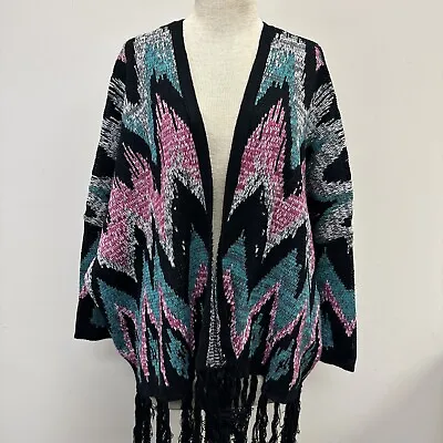 La Fee Verte Cardigan Sweater Womens XS/S Multicolor 90's Look Long Sleeve Open • $16.99