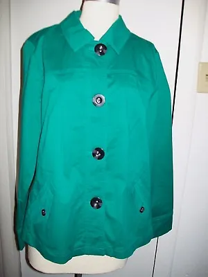MOTTO Women’s Large Jacket Green Button Front LS Pleated • $19.99