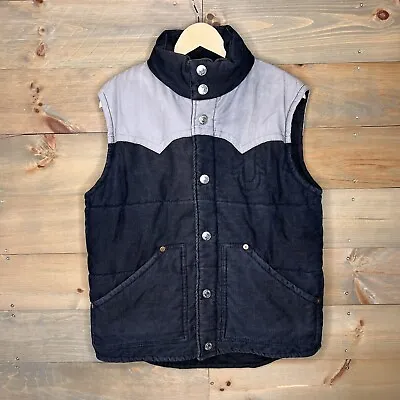 True Religion Corduroy Puffer Vest 2 Tone Black Grey Unisex Men's Size Large • $54.95