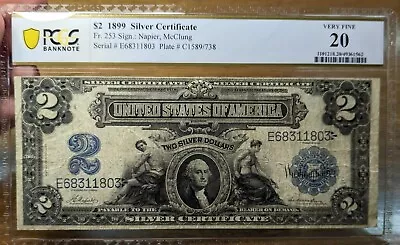 PCGS Very Fine 20 - 1899 US $2 Silver Certificate - #F397 • $308.03