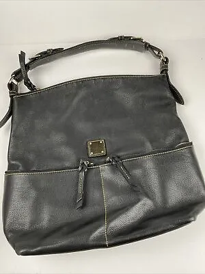 VTG Dooney & Bourke Black Pebbled Leather Dillen LARGE Shoulder Hobo Bag READ • $75.65