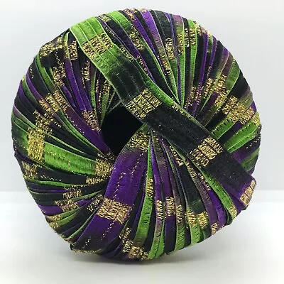 Memento Royale Berlini Glitter Ribbon Yarn #107 Grapevine W/ Gold Metallic 3/8 W • $9.99