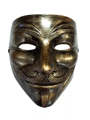 Brushed Bronze Guy Fawkes Anonymous V For Vendetta Halloween Costume Mask • $5.99