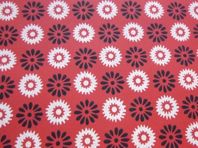 £62.92 • Buy 3 Rolls Vtg 40s 50s Wallpaper Red W/ White Black Floral 20.5  Wide