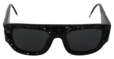 DOLCE & GABBANA Sunglasses Black Acetate Crystal DG4347B Gray Lens Square • $198.03
