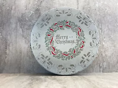 Vintage Tin  Merry Christmas  Mrs Steven's Cookie Tin  Green/Red 8.5  Round • $26.99