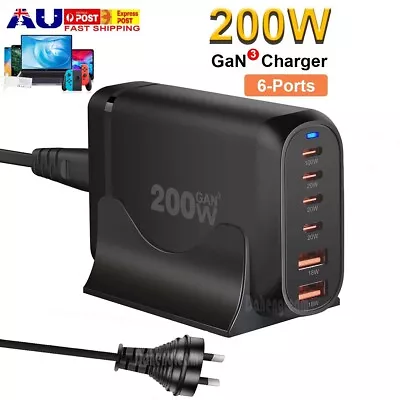 200w Gan USB C Fast Charging Station 6 Ports Pd Type C Charger For IPhone Laptop • $46.54