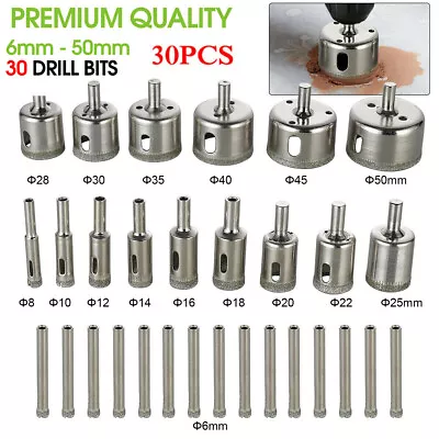 £10.79 • Buy 30Pcs Diamond Holesaw Set Holes Saw Drill Bit Cutter Tile Glass Marble Ceramic