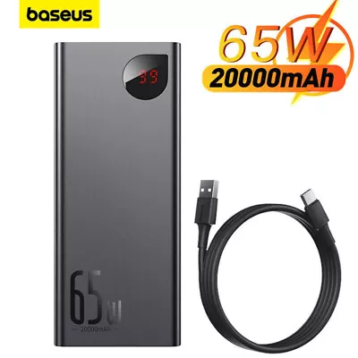 Baseus Power Bank 20000mAh 65W USB C Fast Battery Pack Charger For IPhone 15 14 • £13.99
