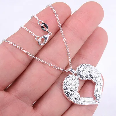 Genuine 925 Sterling Silver 18 Inch Necklace Chain + 1  Angel Wings Pendant H395 • $16.98
