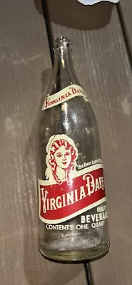 Vintage ACL Soda Pop Bottle: Clear VIRGINIA DARE Of NEW KENSINGTON PA - 32 Oz • $25