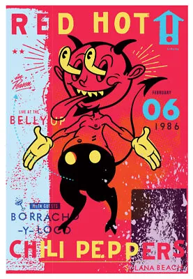 $34.99 • Buy Scrojo Red Hot Chili Peppers Belly Up Tavern 2/6/1986 Commemorative Poster