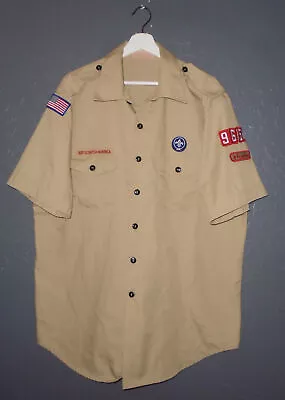 BOY SCOUTS Uniform Shirt BSA #965 Vintage USA Insignia Scout Mens XL • $9.99