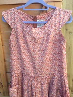 £35 • Buy Laura Ashley Vintage Dress Carno Wales Smock Ditsy Print Rose Patch Pocket Small