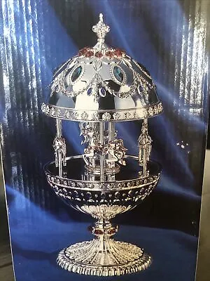 Wallace Silversmiths Musical Carousel Egg Silver-plated 8  Tall New In Box • $49