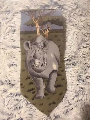 Vintage World Wildlife Fund   RHINOCEROS   A Vanishing Breed Neck Tie • $36