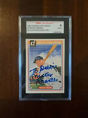 Mickey Mantle Autographed Card 1983 Donruss Heroes #7 SGC Authentic Auto Debbie • $548.88