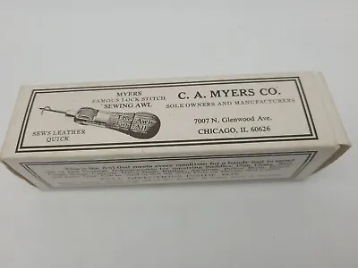 Vintage C. A. Myers Co. Famous Lock Stitch Sewing Awl In Box  Instructions • $15