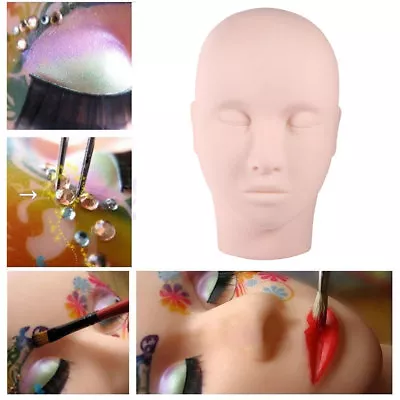 Silicone Training Mannequin Flat Head Makeup Practice Eyelash Lashes Extension • $16.46