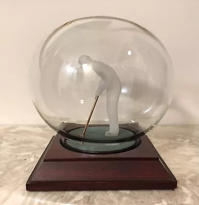 Beautiful Frosted Glass Golfer Figure On Wood Base In Glass Sphere MCM MayFlower • $36.99