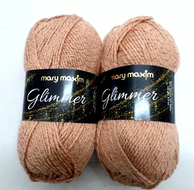 Mary Maxim Glimmer Yarn       Lot Of 2       Salmon • $10.95