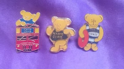 3x Marie Curie Charity Pin Badges Bear Metal • £0.99