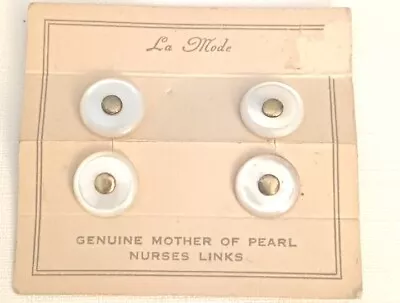 La Mode Mother Of Pearl MOP Nurses Cufflinks NOS Vintage  • $5