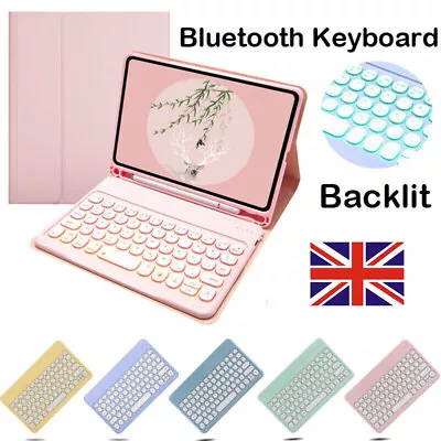 For IPad Mini 6 5 4 3 2 Bluetooth Backlit Keyboard With PU Leather Case Cover • £36.95