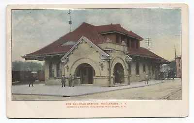 NY ~ Erie Railroad Station MIDDLETOWN New York C1903 Orange County Postcard • $7.10