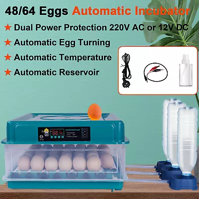 48/64 Egg Incubator Fully Automatic Digital Led Turning Chicken Eggs Poultry AU • $84.99