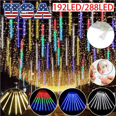 192/288 LED Meteor Shower Lights Falling Rain Tree String Light Outdoor Garden • $9.96