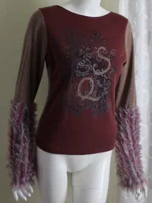 Save The Queen Sz XL Runs M FUNKY Furry Logo Front Blouse Shirt Top Y2k 90s • $281.05