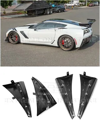 For 14-19 Corvette C7 XL Extended PRIMER BLACK Front Rear Splash Guard Mud Flaps • $5169.98