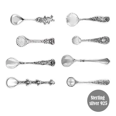 Caviar Spoons Salt Spoons Set Of 8 Solid Sterling Silver 925 Vintage Style • $99