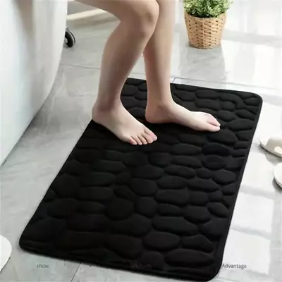 Black Pebble Super Water Absorbent Soft Memory Foam Bath Mat Bathroom Shower Rug • $10.99