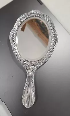 BEAUTIFUL ANTIQUE Hand Mirror A Hutte Bleikristall Lead Crystal 1920 Germany • $82.95