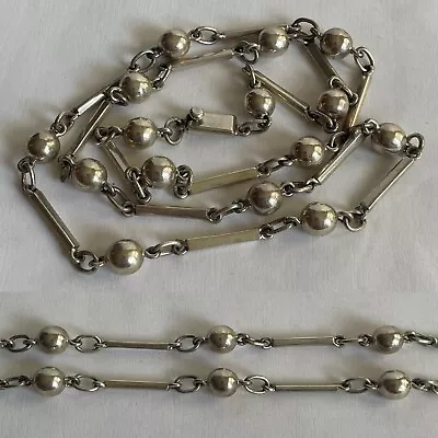 Large Vtg 33  Taxco Sterling Silver Ball & Bar Necklace 72 Grams • $75